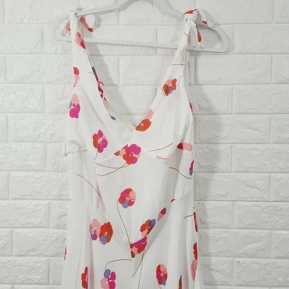 New Lewitt Women's Dress Sleeveless V-Neck Floral Print White Size 14 - Picture 3 of 8